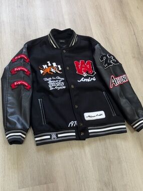 AMIRI Black/Red Varsity Bomber Jacket - Men’s Medium